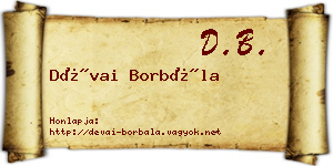 Dévai Borbála névjegykártya