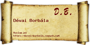 Dévai Borbála névjegykártya